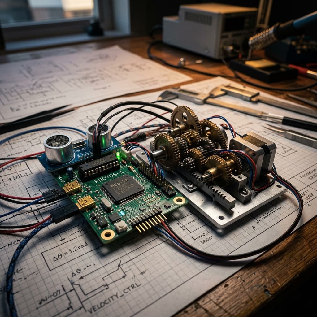 Macro shot of microchips, sensors, and gears